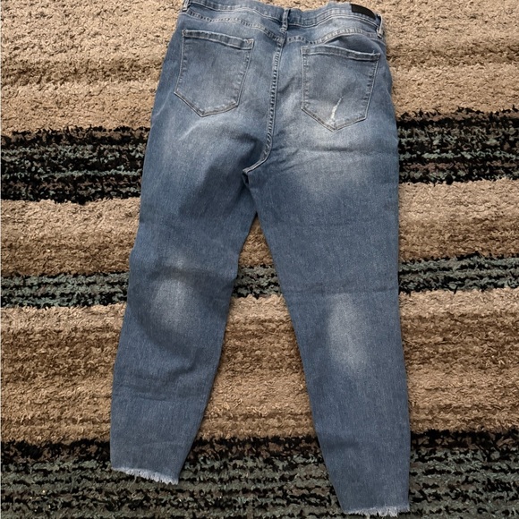 Blue Ankle Cropped Distressed Jeans - Picture 3 of 3